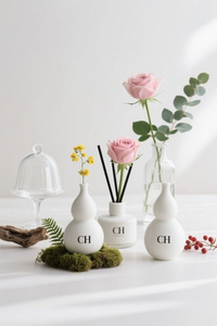 C & H Personnalisé Unique <span class=keywords><strong>Calebasse</strong></span> En Forme <span class=keywords><strong>De</strong></span> Vase À Fleurs En Céramique Blanc Mat Parfum Reed Diffuseur Bouteille pour La Décoration Intérieure Bureau Décor - Product Image 4