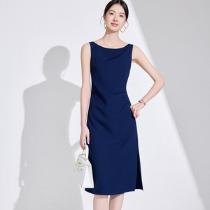 Career Dress Sleeveless Off The Shoulder Natural Waistline City Commuting Zipper Feature Comfortable - Product Image 3