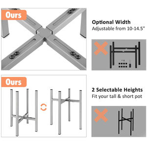 工場価格調整可能グレイアイアン製プラントスタンド、金属製鉢植えホルダー、プランタースタンド、ディスプレイフラワースタンド、屋内外兼用 - Product Image 4
