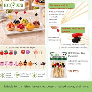 Piques alimentaires en bambou d'Halloween de 4,7 pouces avec de jolis personnages de citrouille et de hibou pour les fêtes d'enfants, les anniversaires, la vente en gros, la personnalisation OEM, l'approvisionnement B2B - Product Image 4