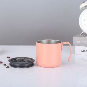 Wholesale Nordic <b>Mug</b> Simple Double-layer <b>Insulated</b> Stainless Steel <b>Mug</b> With Handgrip Transparent Lid - Product Image 2
