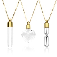 Mini botella de vidrio en forma de tubo para deseos, colgante de joyería para perfume, collar con frasco de aceite esencial DIY, para DIY, para cabello fetal/botella colgante