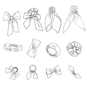 Écharpe en soie personnalisée avec nœud papillon, chouchous avec bandeau élastique, bandeau extensible, élastique à <span class=keywords><strong>cheveux</strong></span> pour filles - Product Image 1