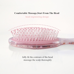 Cojín ovalado de dibujos animados bonito y personalizado, masajeador de cuero cabelludo, peine de pelo brillante, cepillo para desenredar con purpurina, cepillo para desenredar arena movediza - Product Image 6