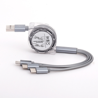 Câble de Données et Charge Rapide 3-en-1 USB-C Rétractable 1m pour Android & iPhone avec Chargeur Micro USB