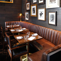 Banquette de style américain antique pour restaurant, banquette en cuir en forme de U personnalisé, ensemble de meubles de cantine pour hôtel commercial