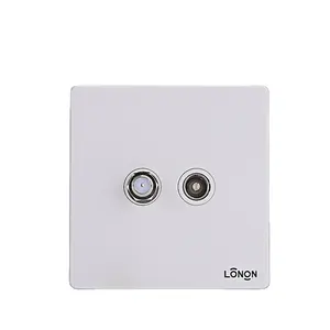 High quality PC material White SAT television Electrical 2 Gang tv wall socket