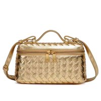 Tas tangan tenun tangan musim panas wanita tas kosmetik bahu modis dompet tenun selempang