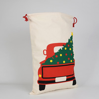 Sacs cadeaux de Noël en toile de coton avec cordon de serrage, imprimés en sérigraphie, collection de sacs cadeaux de Noël en gros