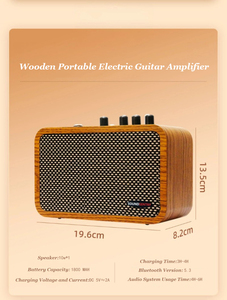 Mini <span class=keywords><strong>amplificador</strong></span> de <span class=keywords><strong>guitarra</strong></span> 10W portátil recargable Vintage altavoz de madera conector para auriculares función <span class=keywords><strong>Bluetooth</strong></span> con múltiples efectos - Product Image 2