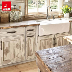 Mueble de <span class=keywords><strong>Cocina</strong></span> Rústico Estilo Granja Alland, Base para Fregadero Color Crema, Aspecto Envejecido, Juego de Muebles de <span class=keywords><strong>Cocina</strong></span> Tradicionales Europeos - Product Image 3