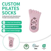 Calcetines de Pilates antibacterianos personalizables de 5 dedos, antideslizantes, para baile, deportes, Fitness, suelo, Algodón puro, otoño, Cuerpo de punto