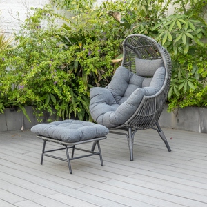 Poltrona <span class=keywords><strong>da</strong></span> <span class=keywords><strong>Esterno</strong></span> per 2 Persone, Sedia a Cesto con Cuscini Extra Spessi e Poggiatesta - Product Image 5