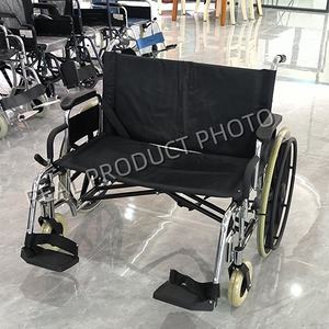 Sedia a rotelle manuale in acciaio con capacità di carico da 250kg con sedile largo 24 \ "resistente industriale per utenti di taglie forti - Product Image 1