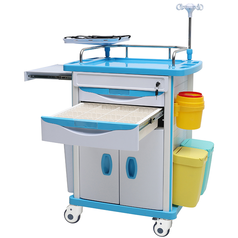 MN-EC001B Chariot d'urgence d'hôpital ABS Crash Cart avec palettes de défibrillation