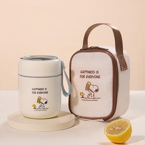 Tasse à soupe isotherme Snoopys avec cuillère et sac repas, pot alimentaire thermique en acier inoxydable 304, récipient portable pour petit-déjeuner et bouillie - Product Image 2