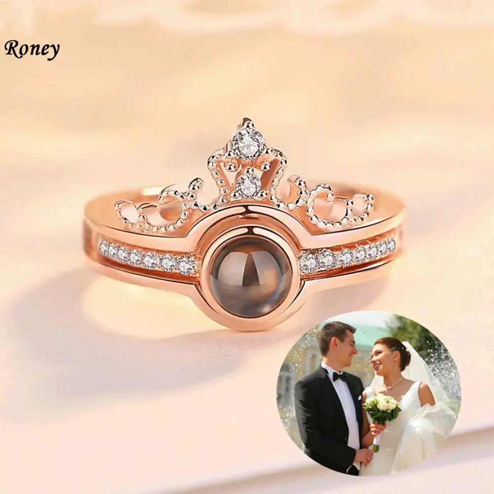 Valentines Day I love you open ring 100 languages can be set with diamonds Japanese and Korean fashion projection ring