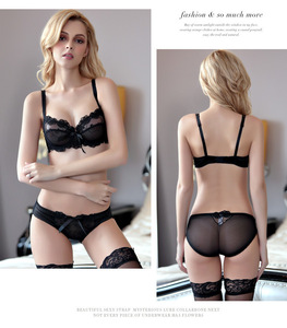 Conjunto de sujetador y bragas de encaje para mujer al por mayor, 2 piezas, conjunto de sujetador sexy transparente, lencería de estilo francés, conjunto de lencería de talla grande OEM ODM - Product Image 2