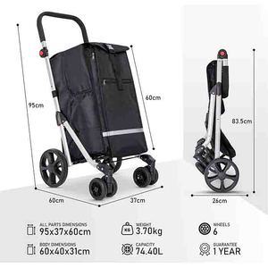 Carrito de Compras Resistente a la Lluvia, Fácil de Guardar, con Mango Telescópico, Plegable y Colgante - Product Image 2