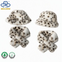 Ensemble bonnet et écharpe en fausse fourrure léopard des neiges personnalisé, imprimé animal en peluche, cache-cou, fabricant OEM, fournisseur en gros