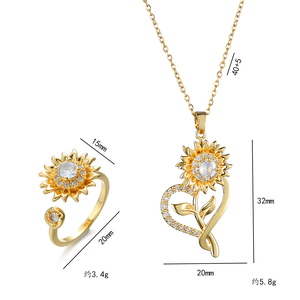 <span class=keywords><strong>Collar</strong></span> con colgante <span class=keywords><strong>giratorio</strong></span> de <span class=keywords><strong>girasol</strong></span> de circonita cúbica, anillo de flor abierta, spinner antiestrés, <span class=keywords><strong>collar</strong></span> de <span class=keywords><strong>girasol</strong></span> en forma de corazón - Product Image 5