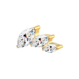 Piercing Stories ASTM F136 Titanium 3 Marquise CZs Filetage interne Top Labret Piercing Boucles d'oreilles Bijoux - Product Image 4