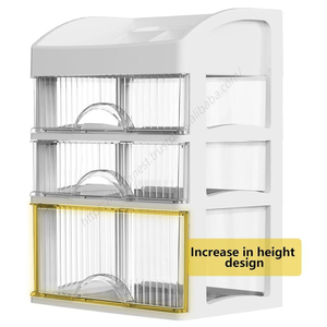 Caja de Almacenamiento Giratoria Multifuncional de Acrílico para Maquillaje, Joyería y Cosméticos - Organizador de Escritorio con Cajones - Product Image 1