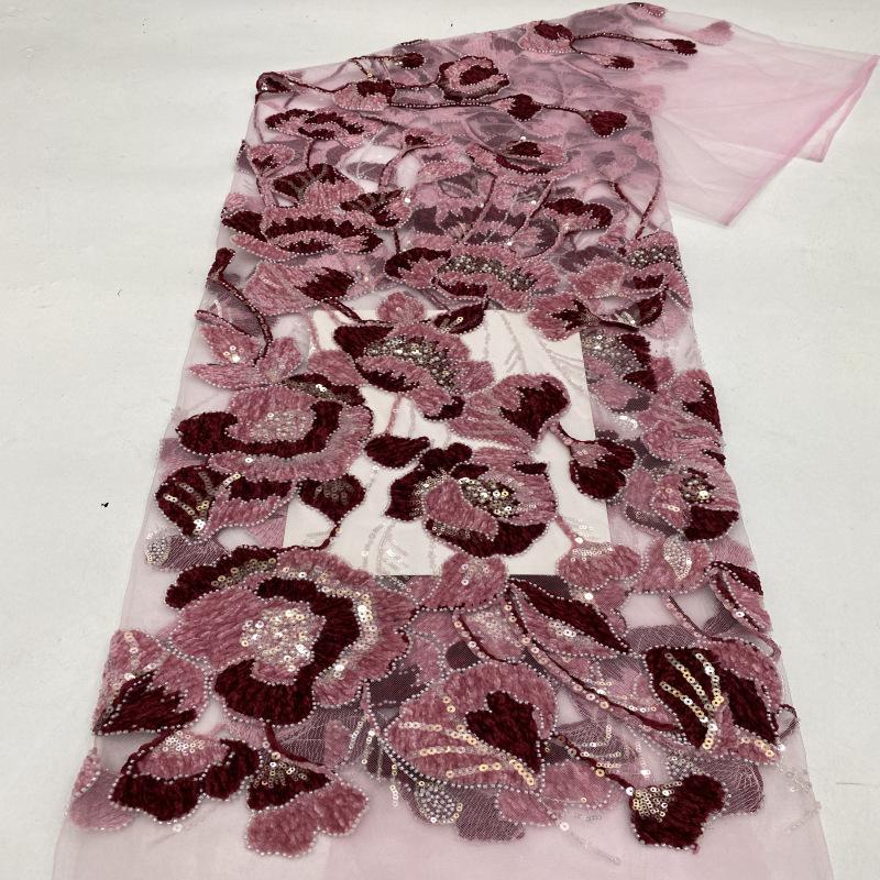 Two-tone Rope Embroidery+bead Embroidery+sequin Embroidery Fabric for Women's Dresses, Gowns Fashion Jackets and Vests