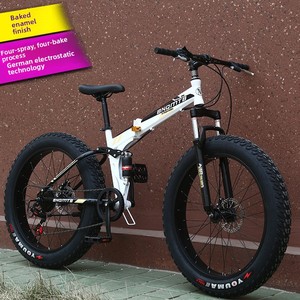 Bicicletta Pieghevole da Montagna Fat Bike 24/26 Pollici, 7/21 Velocità, Doppia Sospensione, Freno a Disco, 40 - Product Image 4
