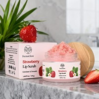 Gommage Lèvres au Sucre de Fraise Fermentée Exfoliant Lissant Hydratant Soin des Lèvres Sèches et Gercées Adoucissant Polissant