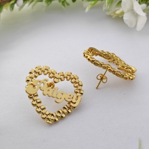 Pendientes <span class=keywords><strong>de</strong></span> Aro <span class=keywords><strong>de</strong></span> Lujo con Nombre Personalizado, Pendientes <span class=keywords><strong>de</strong></span> Aro con Corazón Personalizados para Mujer, Certificado CE, Regalo para el Día <span class=keywords><strong>de</strong></span> San Valentín - Product Image 5