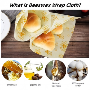 הדפס מותאם אישית 100% בד שעוות דבורים טבעי עוטפת סט 3 חלקים מזון מזון אחסון קערה מכסה קערה לשאריות - Product Image 3