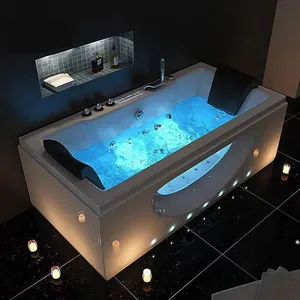 Baignoire de luminothérapie avec fenêtre en verre baignoires de spa yakuzzi bagno completo baignoires carrées avec robinet noir mat