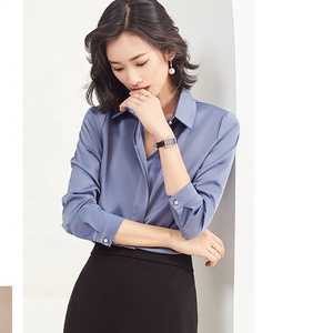 Blusa de Gasa de Alta Gama con Cuello Alto, Estilo Básico, Sólida, Combinable con Todo, para Mujer, Trajes de Negocios, Blusa Formal de Oficina - Product Image 3