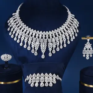 Hersteller Set Luxus Braut Hochzeit Accessoires beliebte Frauen Halskette Schmuck 4 Sätze Halskette Schmuck