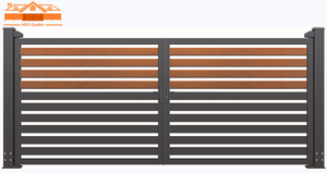 Portes de villa de sécurité personnalisées <span class=keywords><strong>en</strong></span> usine solide Porte battante automatique de conception de grain de <span class=keywords><strong>bois</strong></span> de jardin <span class=keywords><strong>en</strong></span> aluminium - Product Image 2