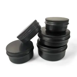 5ml 10ml 20ml 30ml 50ml 60ml 80ml 100ml 200ml Black Metal Salves Aluminium Tin Can black aluminum jar