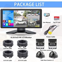 Caméra HD 4K à écran tactile de 10,36 pouces pour camions, poids lourds, tracteurs ; Surveillance intelligente MP5 étanche avec infrarouge 170°