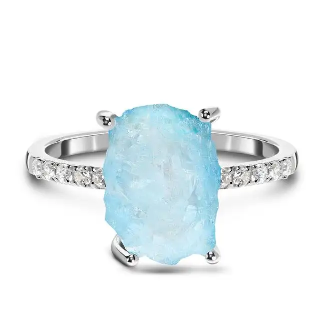 925 Sterling Silber Mondstein Rosa Rosenquarz Blau Roh edelstein Schmuck Natürlicher Aquamarin Ring