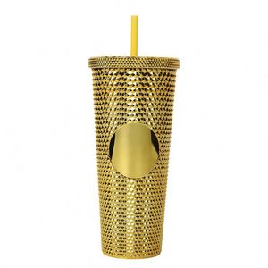 Gobelet isotherme double paroi 24 oz avec couvercle et paille, en plastique, motif diamant durian, sans BPA, anti-fuite, compatible lave-vaisselle, pour adultes - Product Image 4