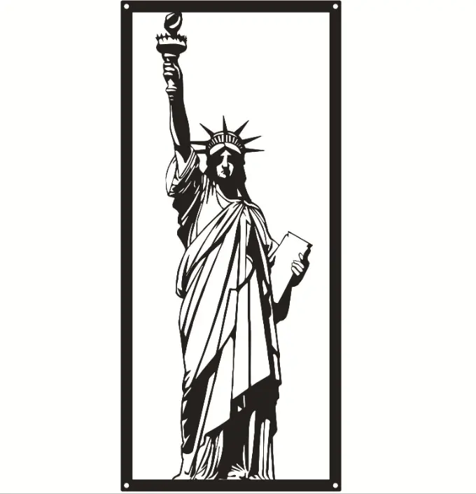 Изготовленный на заказ домашний металлический художественный настенный узор с лазерной резкой статуей свободы