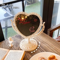 Miroir de maquillage de bureau rétro de style européen miroir Vertical de bureau miroir de Dressing à Double face rabattable miroir de dortoir princesse