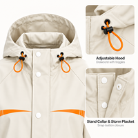 Combinaison de pluie imperméable blanche pour adultes, veste de pluie à capuche, pantalon cargo, ensemble de pluie deux pièces pour les trajets domicile-travail, les voyages et les activités de plein air