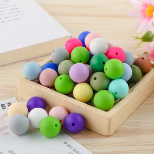 Beads Factory Price Food Grade 15mm Silicone Baby Teething Beads For Pacifier Keychain Bracelet Round Ball Silicone Chew Beads