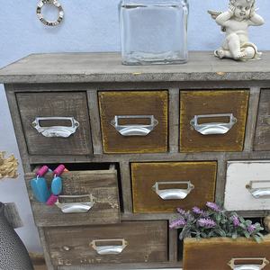 Rustic Wood <strong>Mini</strong> Trinket Desk Organizer Wooden Chest Storage Cabinet With Many <strong>Drawers</strong> - Product Image 4