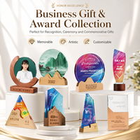 Placa de Premio de Cristal Personalizada, Forma Personalizada, Logotipo Impreso, Base de Madera, Trofeo