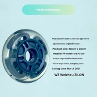 Roues de patins à roulettes pour adultes WEIZHONG 80 mm PU+PP Lumineuses, imperméables, durables, clignotantes, respirantes, légères, de haute qualité