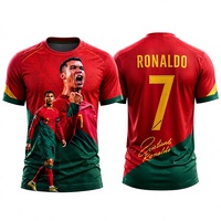 Kinder Cristiano Ronaldo 7 Bedrucktes Fußballtrikot Unisex Atmungsaktiv Kurzarm Rundhals 100% Polyester Individuell Anpassbar