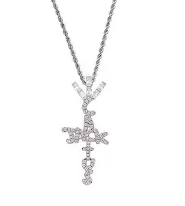 Fashion letter Jack Cross pendant copper zircon necklace accessories wholesale