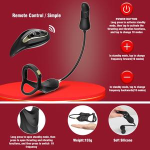 Fabrik-Großhandel Prostata-Massagegerät Kabellose Fernbedienung Stoßvibration Elektrischer Silikon-Penisring Analplug für Männer - Product Image 5